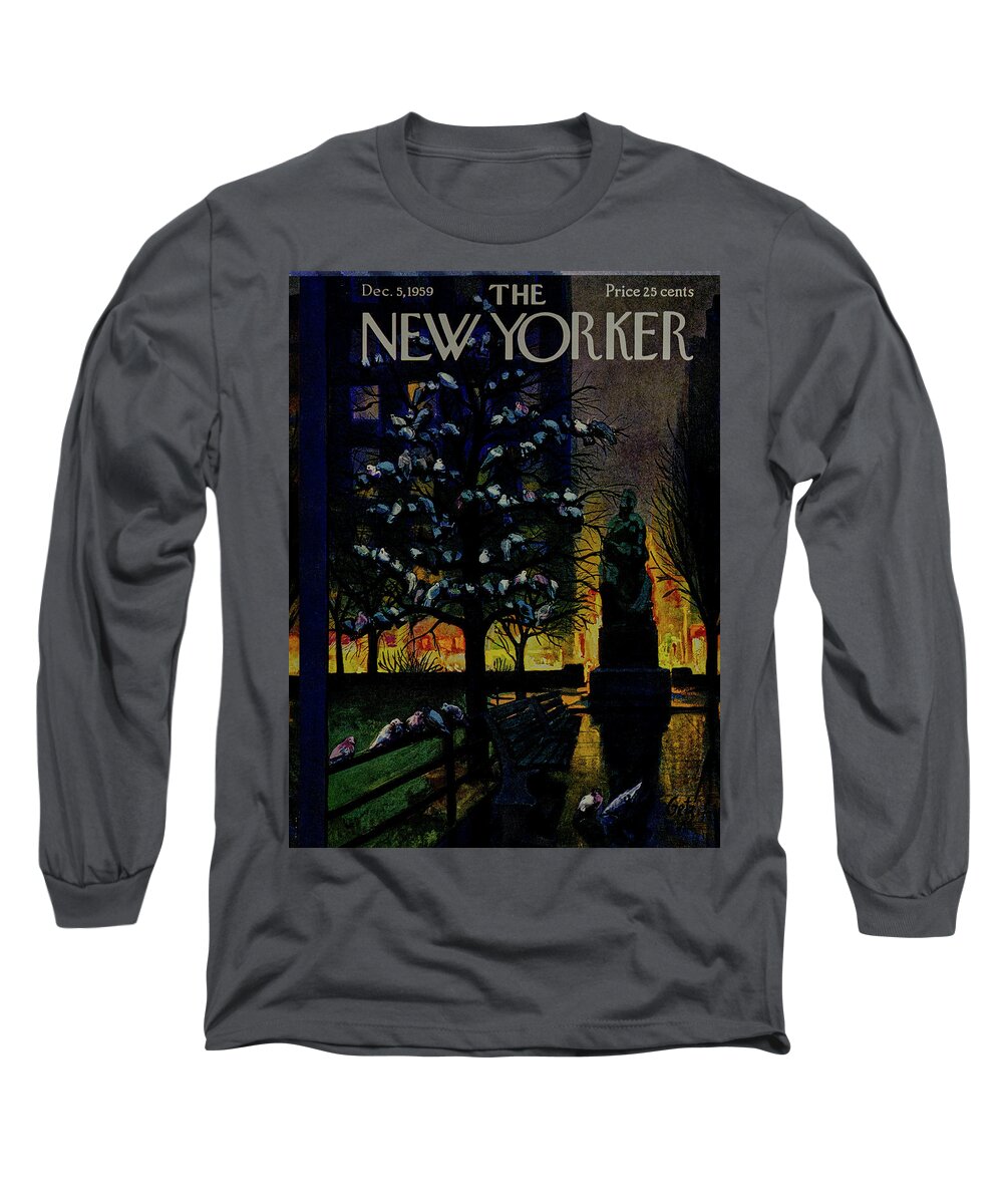 Park Long Sleeve T-Shirt featuring the painting New Yorker December 5 1959 by Arthur Getz