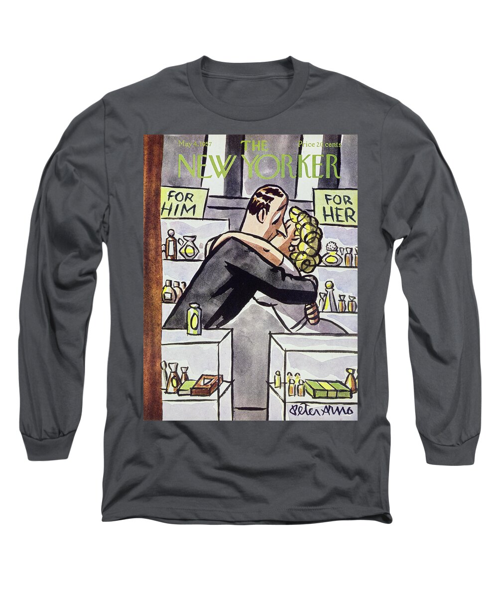 Kiss Long Sleeve T-Shirt featuring the painting New Yorker May 4 1957 by Peter Arno