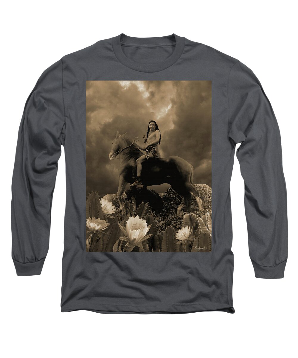 Native American Long Sleeve T-Shirt featuring the digital art Nez Perce Scout by M Spadecaller