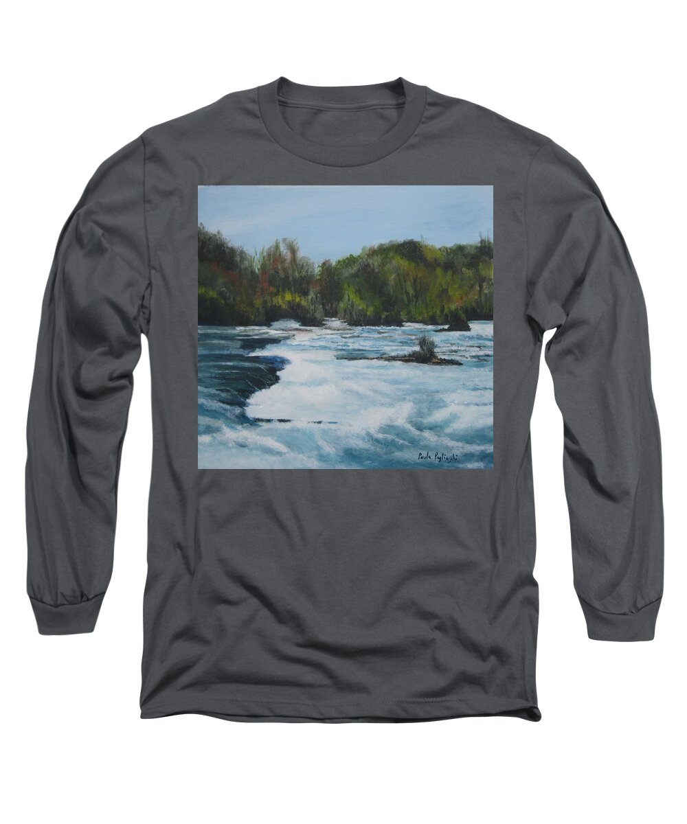 Niagra Long Sleeve T-Shirt featuring the painting Niagra Rapids by Paula Pagliughi