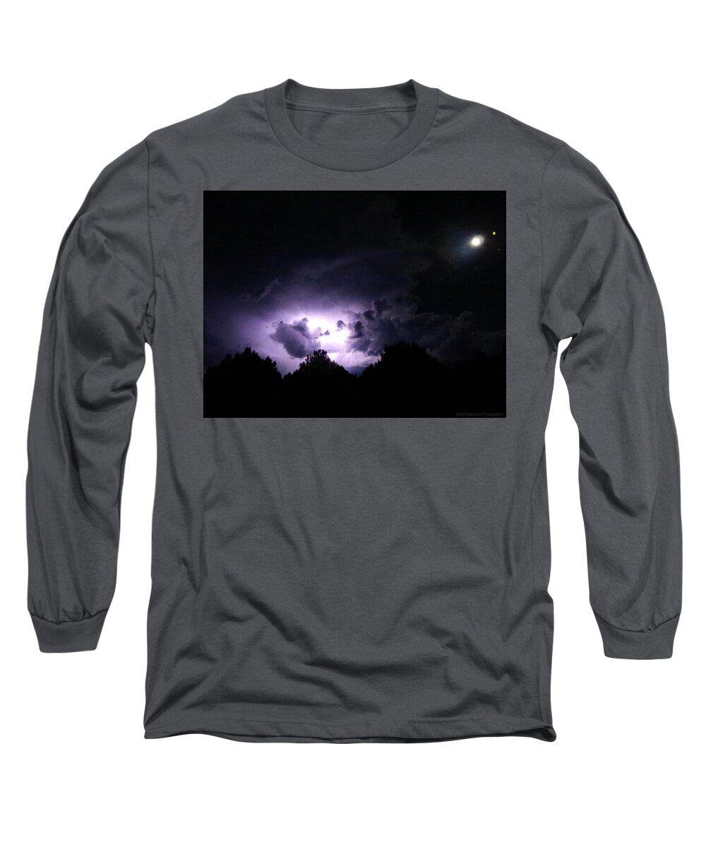 Photography Long Sleeve T-Shirt featuring the photograph Nighscape and Lightning Photography by Todd Krasovetz