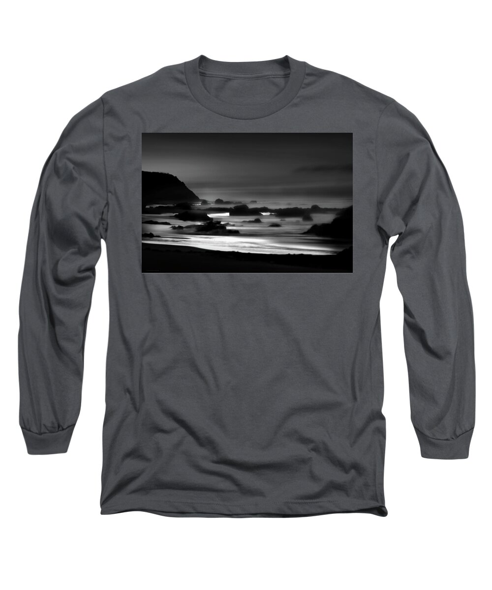 Art Long Sleeve T-Shirt featuring the photograph Night Burns Bright bw by Denise Dube
