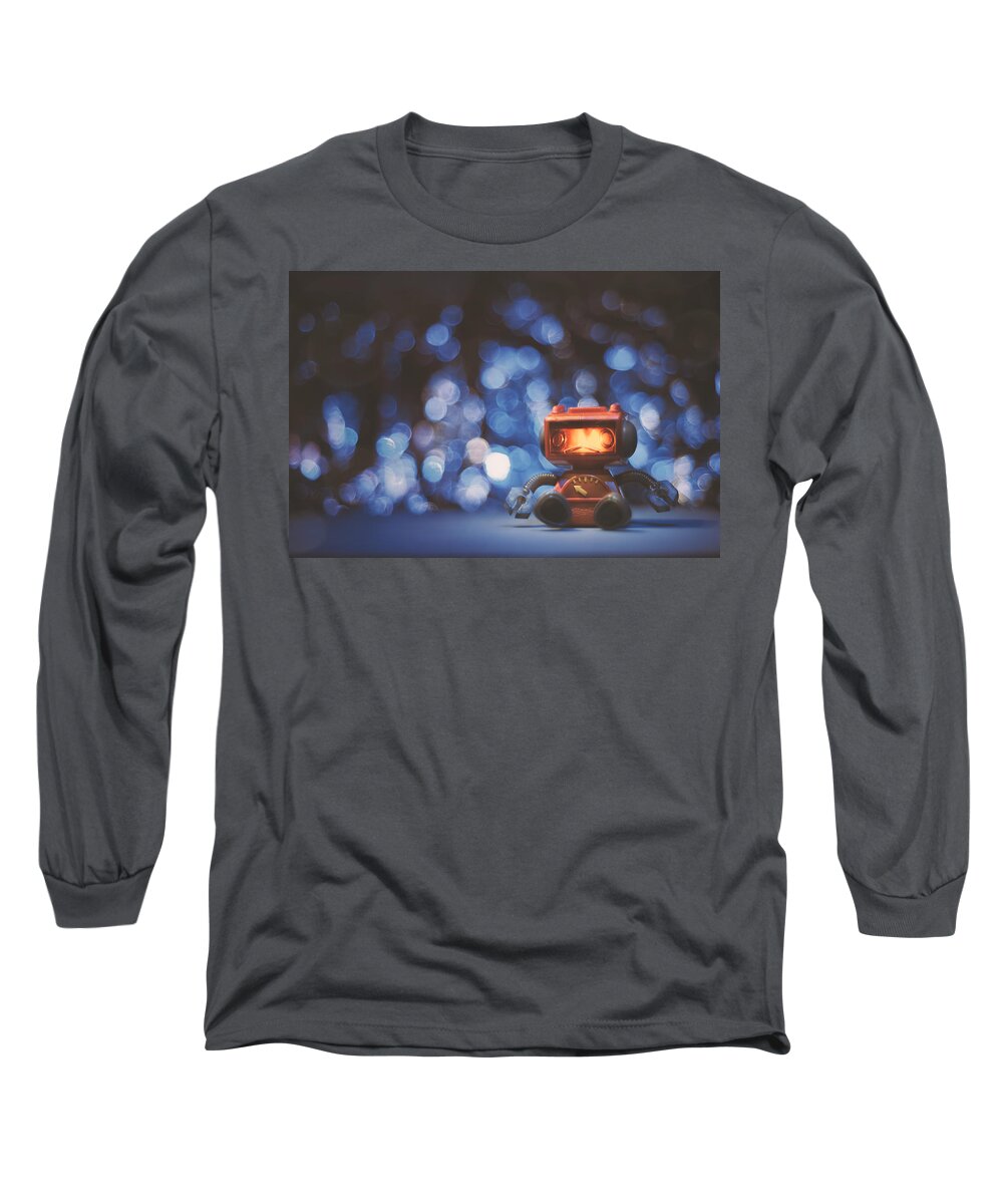 Scott Norris Photography Long Sleeve T-Shirt featuring the photograph Night Falls on the Lonely Robot by Scott Norris