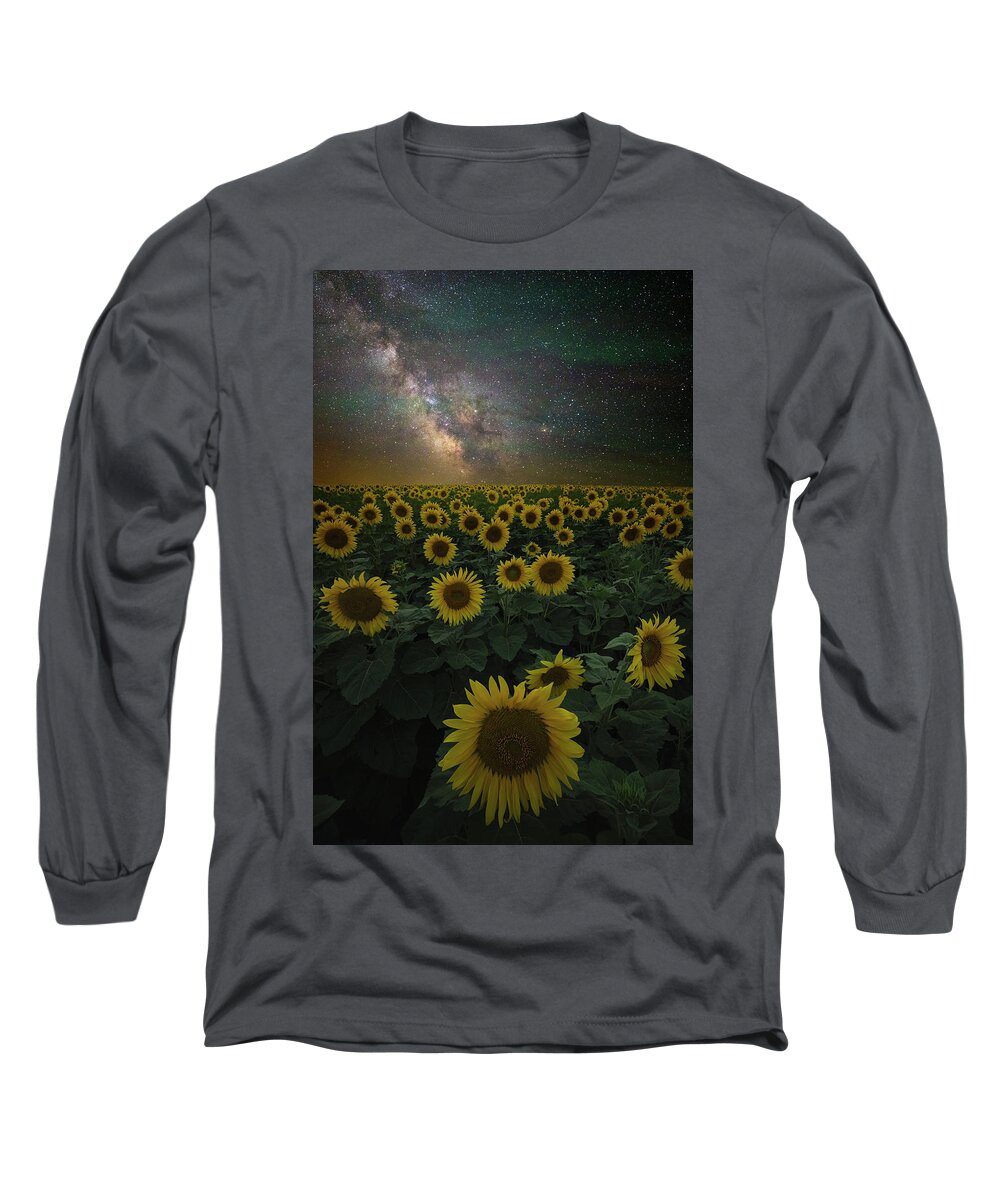 Yellow Long Sleeve T-Shirt featuring the photograph Night of a Billion Suns by Aaron J Groen