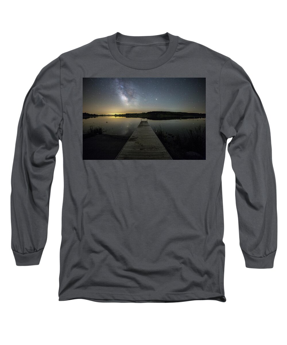 Sky Long Sleeve T-Shirt featuring the photograph Night on the dock by Aaron J Groen