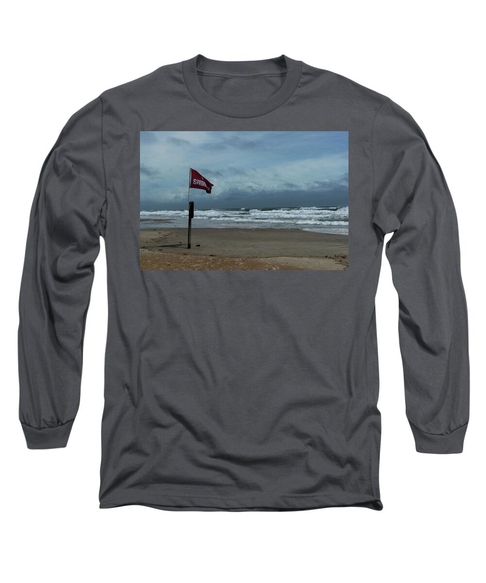 Beach Long Sleeve T-Shirt featuring the photograph No swimming by Liz Albro