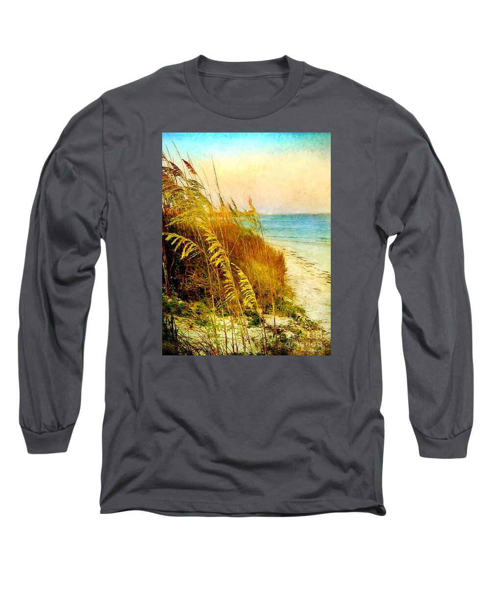 Seaoats Long Sleeve T-Shirt featuring the digital art North of River by Linda Olsen