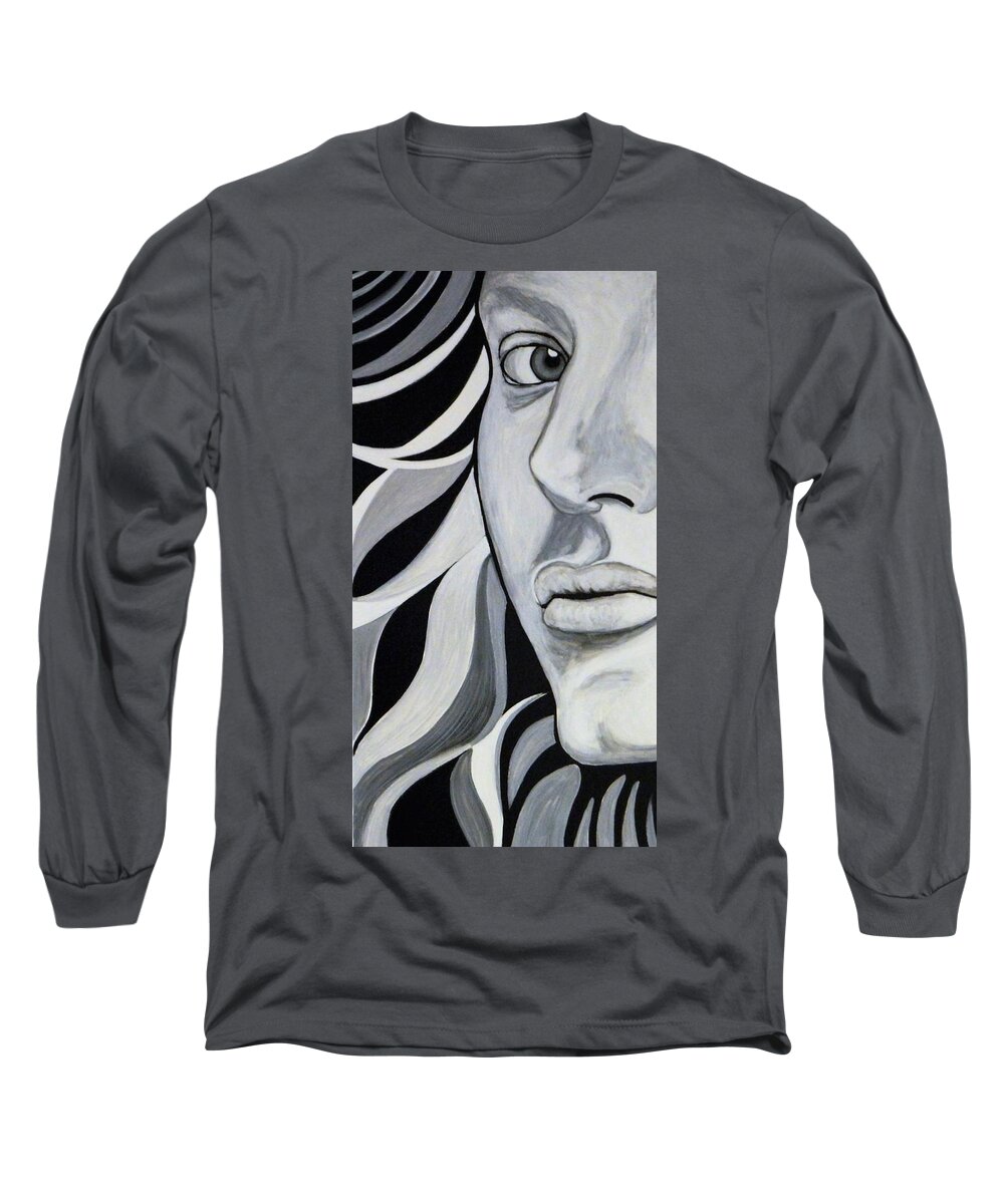 Acrylic On Canvas Long Sleeve T-Shirt featuring the painting Not Lion by Bryon Stewart