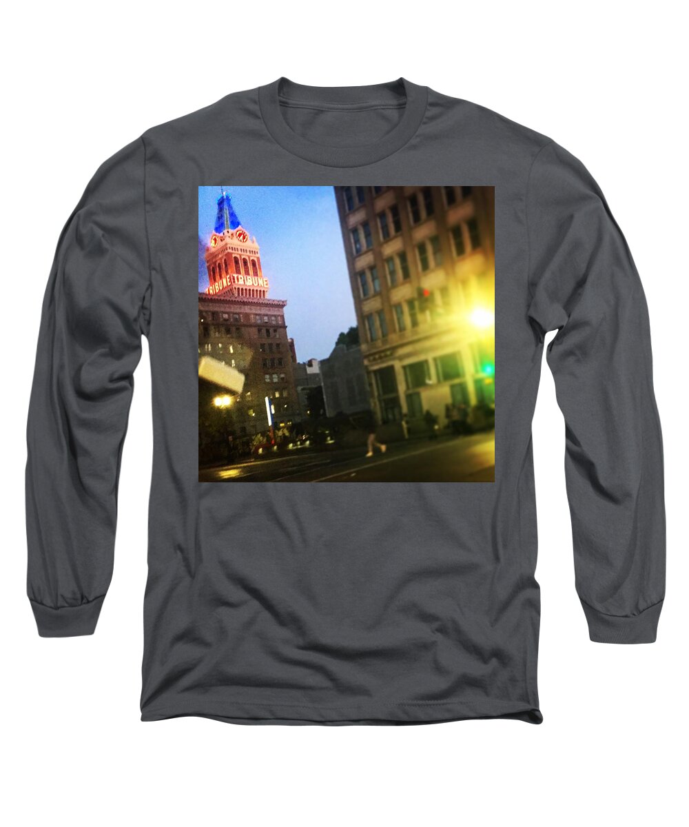  Long Sleeve T-Shirt featuring the digital art Oakland lights by Olivier Calas