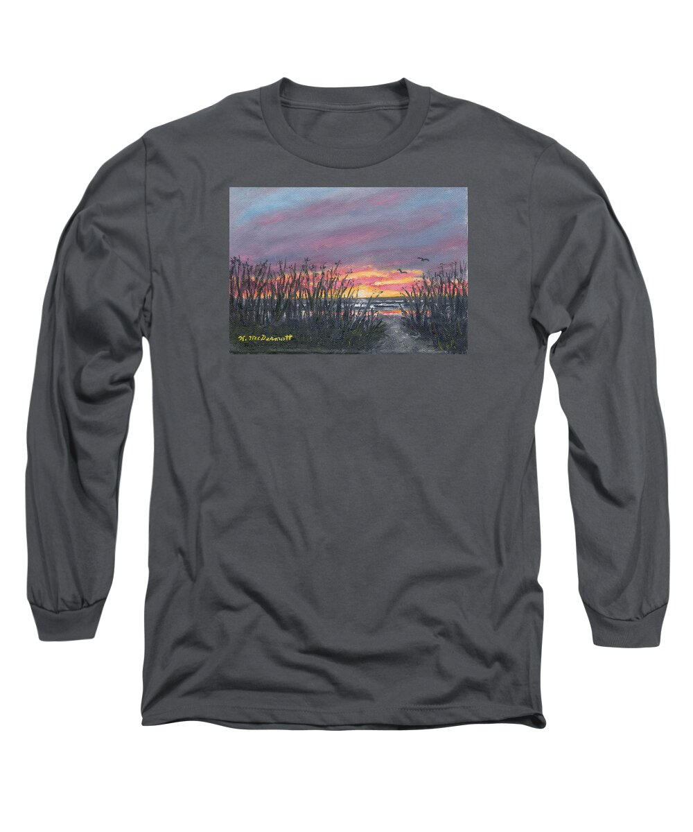 Sunrise Long Sleeve T-Shirt featuring the painting Ocean Daybreak by Kathleen McDermott