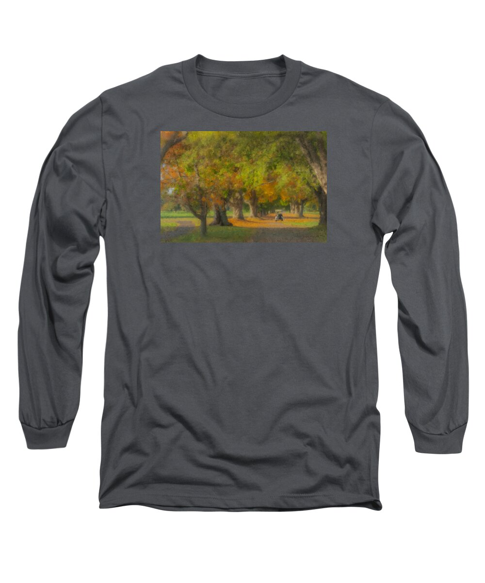 October Long Sleeve T-Shirt featuring the painting October Morning at Easton Country Club by Bill McEntee