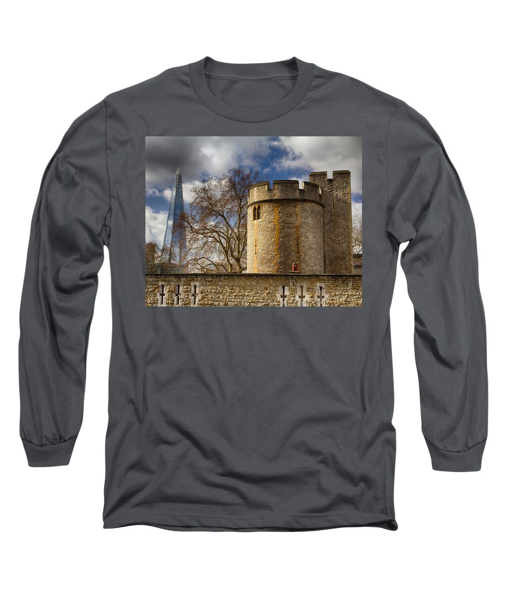 England Long Sleeve T-Shirt featuring the photograph Old and New Towers by Leah Palmer