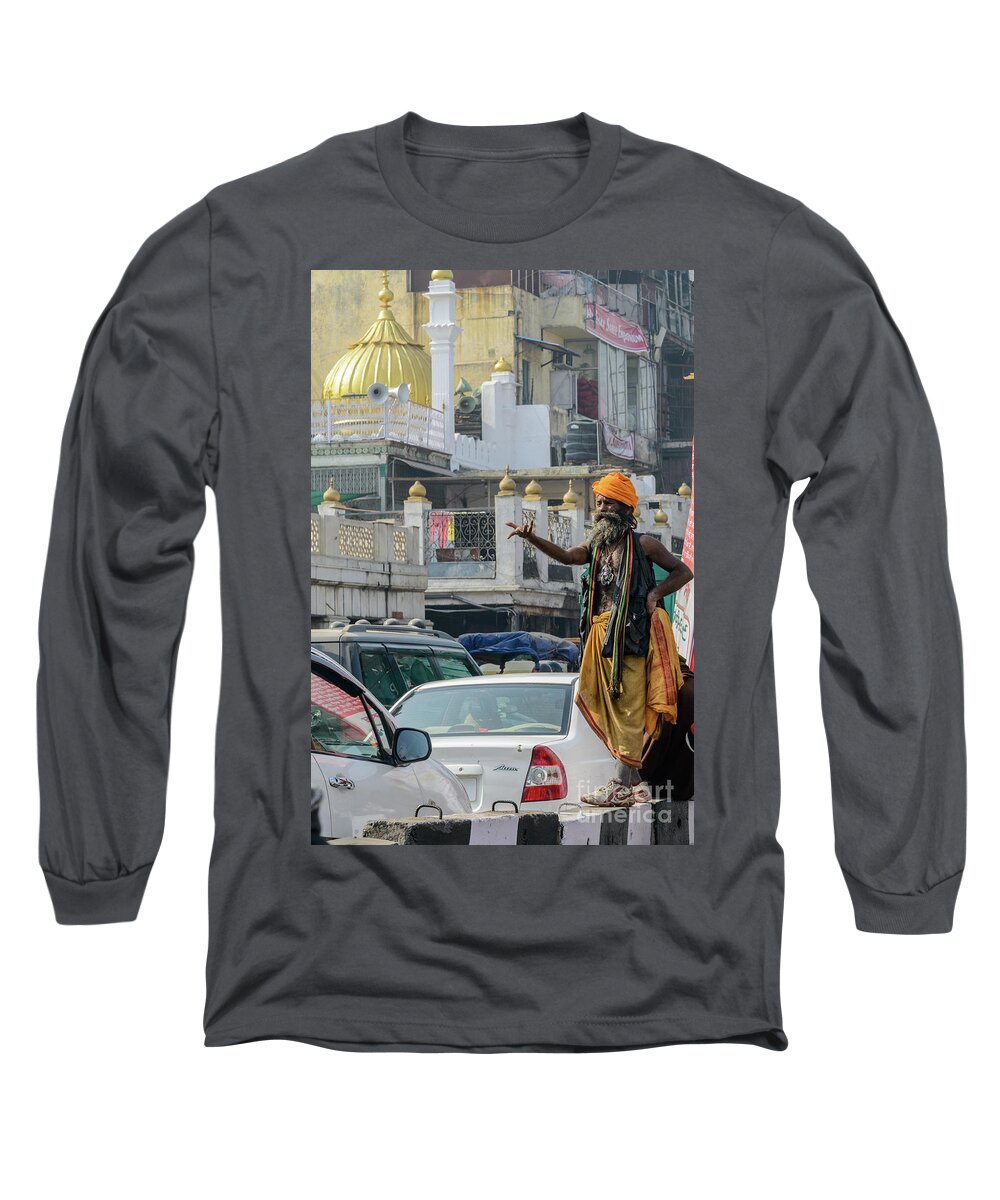 India Long Sleeve T-Shirt featuring the photograph Old Delhi from a Rickshaw 06 by Werner Padarin
