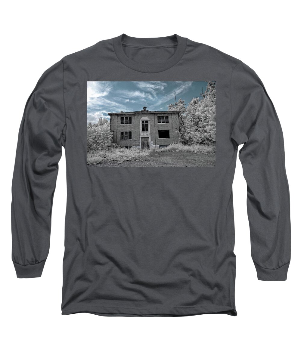 Old Long Sleeve T-Shirt featuring the photograph Old Edmonton High School IR 2 by Amber Flowers