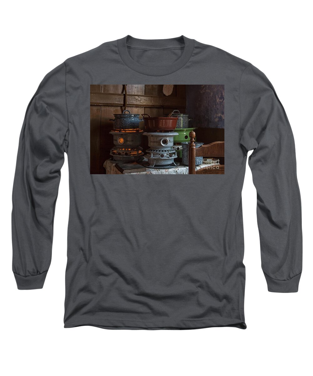 Cooking Long Sleeve T-Shirt featuring the photograph Old fashioned cooking on primus by Patricia Hofmeester