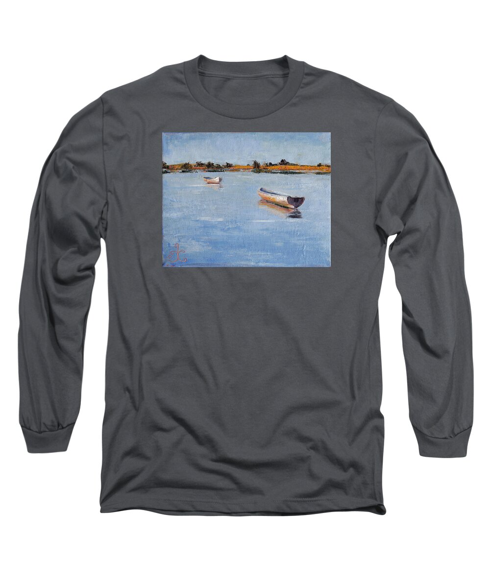 Simple Long Sleeve T-Shirt featuring the painting Old Friends by Trina Teele