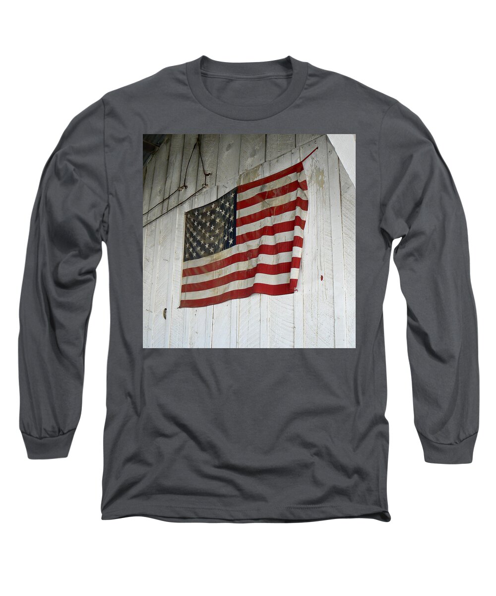 American Long Sleeve T-Shirt featuring the photograph Old Glory by Laurel Powell