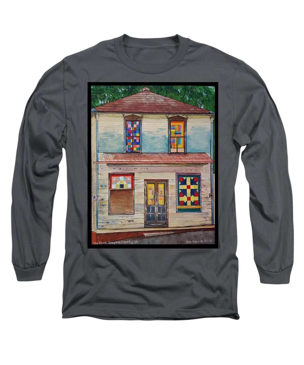 Store Long Sleeve T-Shirt featuring the painting Old Grayson County Store by Jim Harris