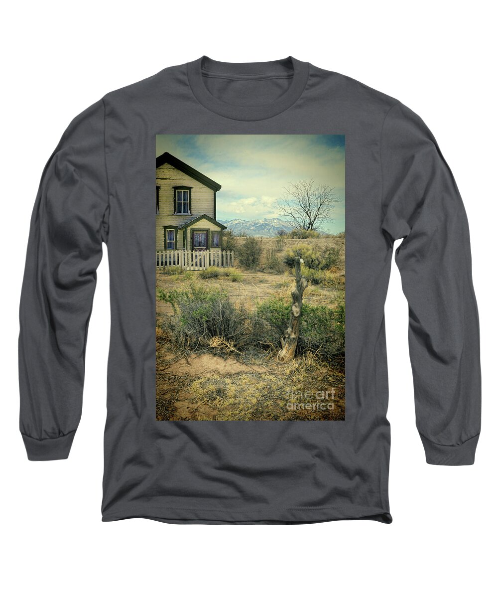 House Long Sleeve T-Shirt featuring the photograph Old House Near Mountians by Jill Battaglia