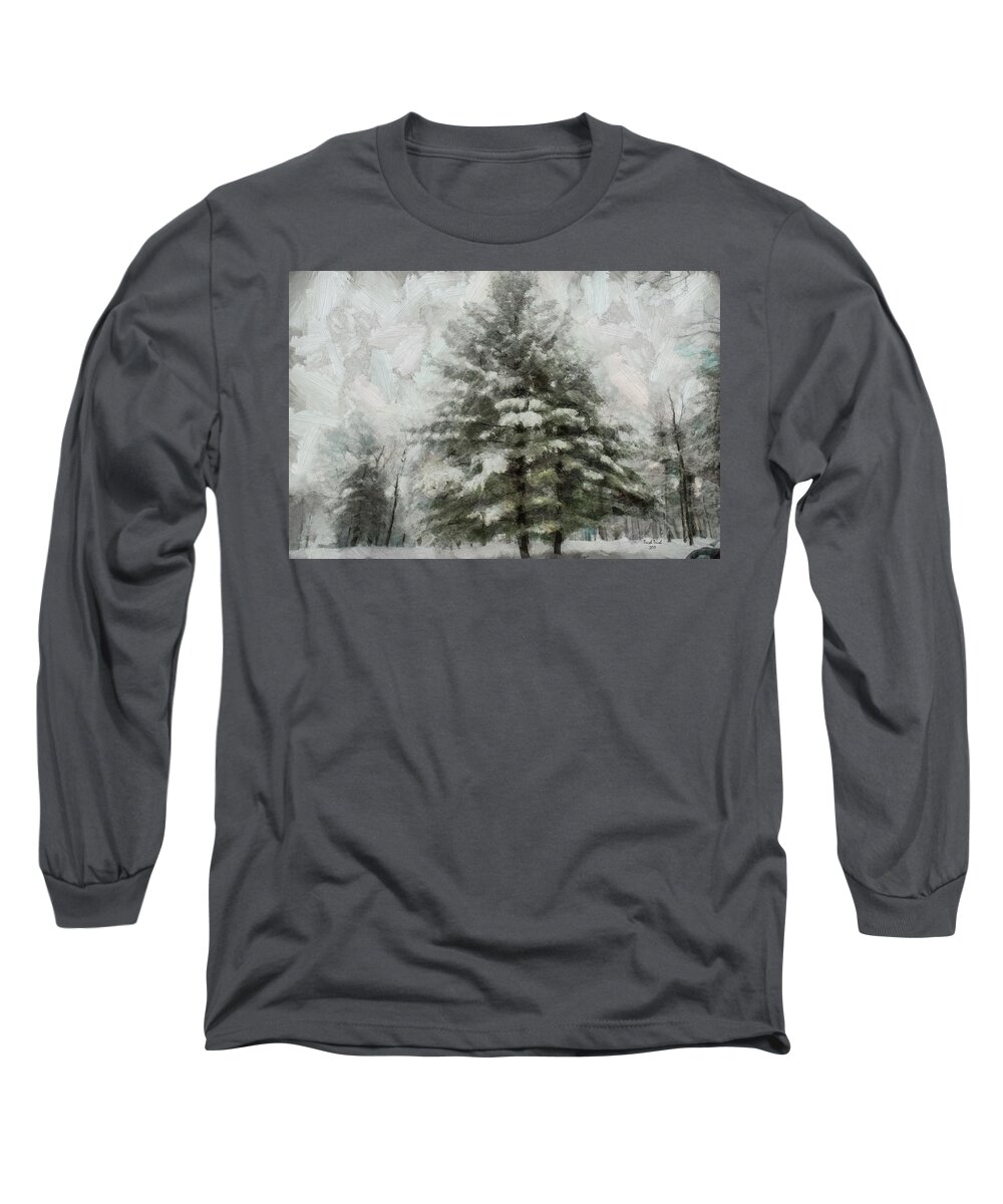 Pine Long Sleeve T-Shirt featuring the mixed media Old Piney by Trish Tritz