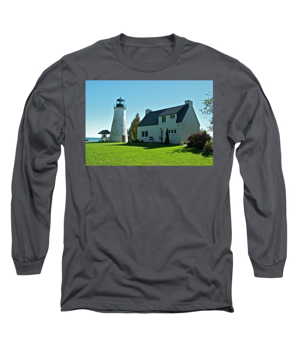 Old Long Sleeve T-Shirt featuring the photograph Old Presque Isle Lighthouse_9480 by Michael Peychich