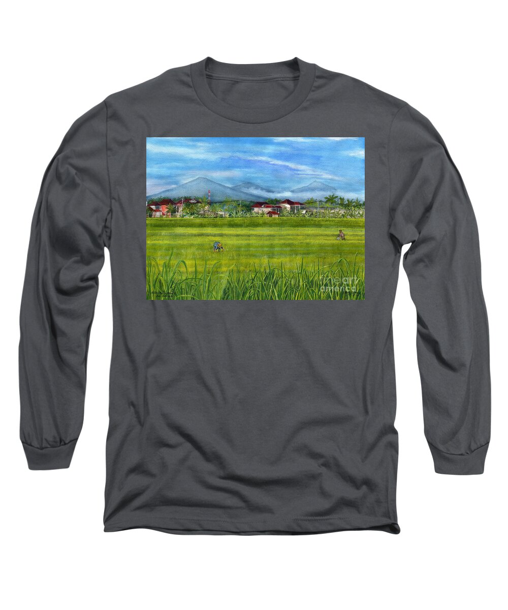 Ubud Long Sleeve T-Shirt featuring the painting On The Way To Ubud 3 Bali Indonesia by Melly Terpening
