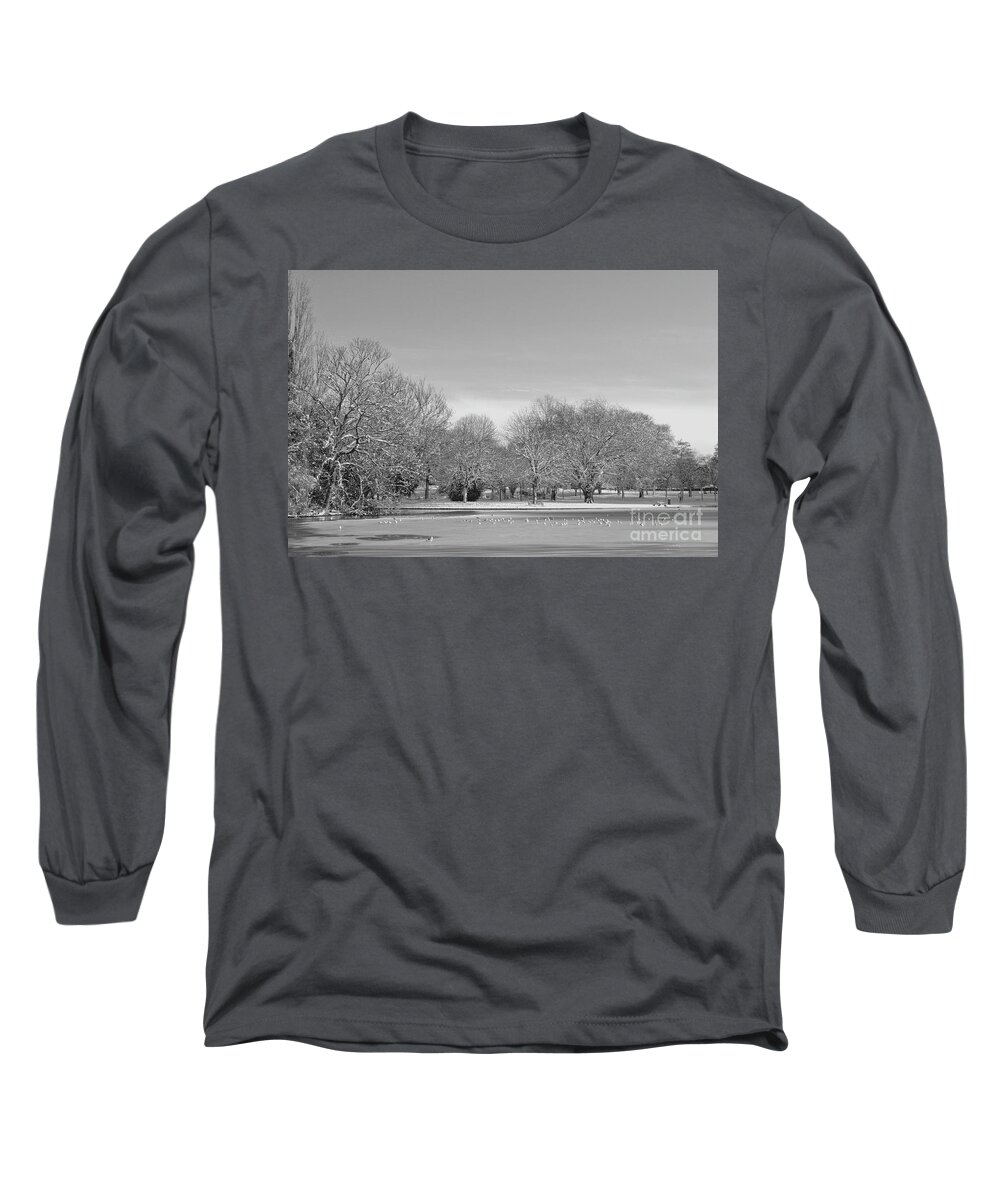 Landscape Long Sleeve T-Shirt featuring the photograph On Thin Ice Mono by Stephen Melia