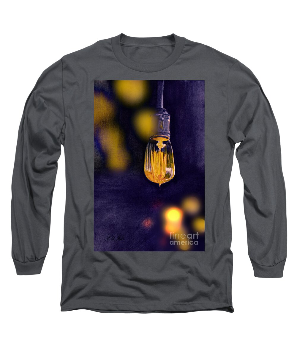 Lights Long Sleeve T-Shirt featuring the painting One Light by Allison Ashton