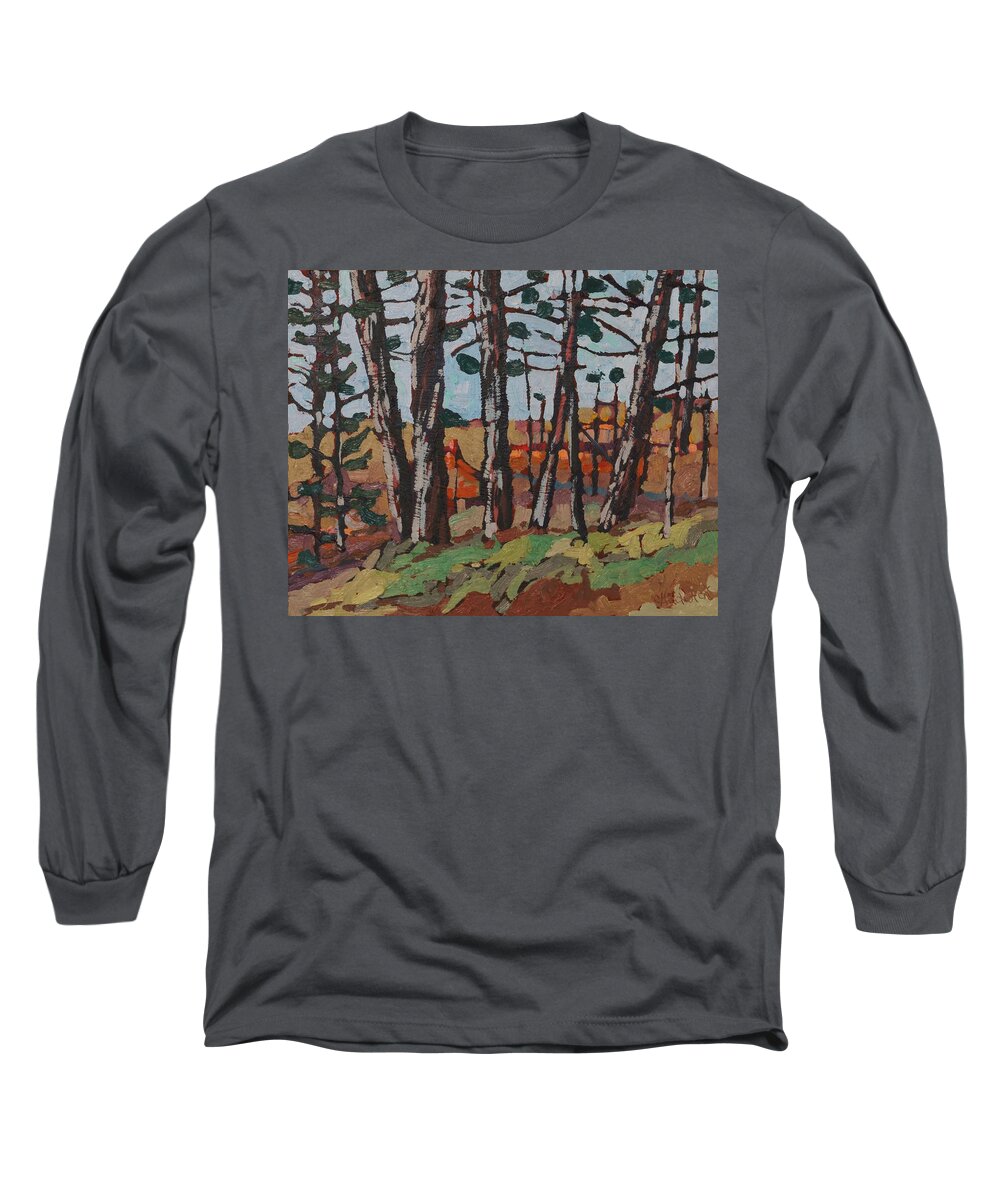 2046 Long Sleeve T-Shirt featuring the painting Opinicon November Forest by Phil Chadwick