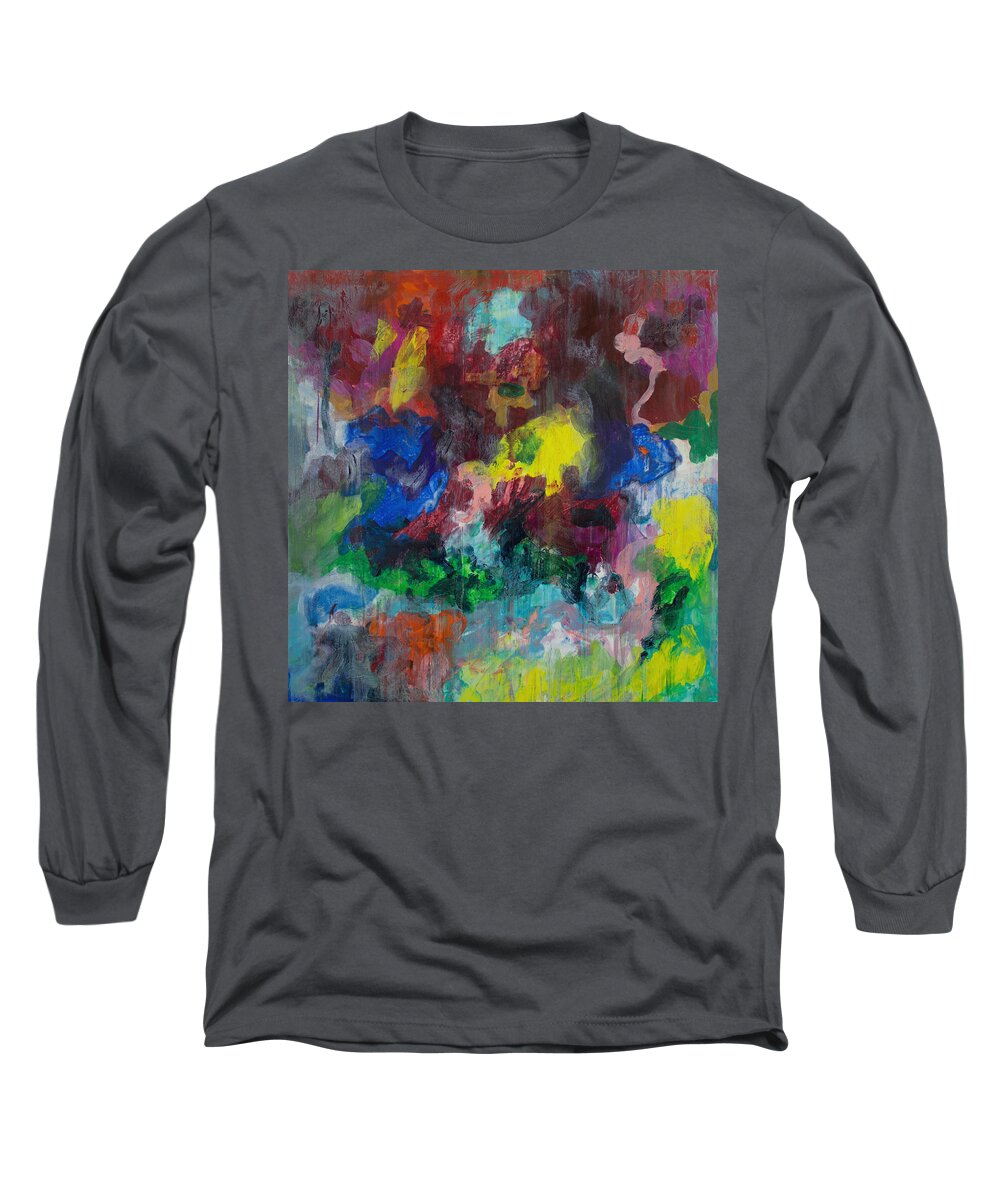 Derek Kaplan Art Long Sleeve T-Shirt featuring the painting Opt.68.15 Dreaming With Music by Derek Kaplan