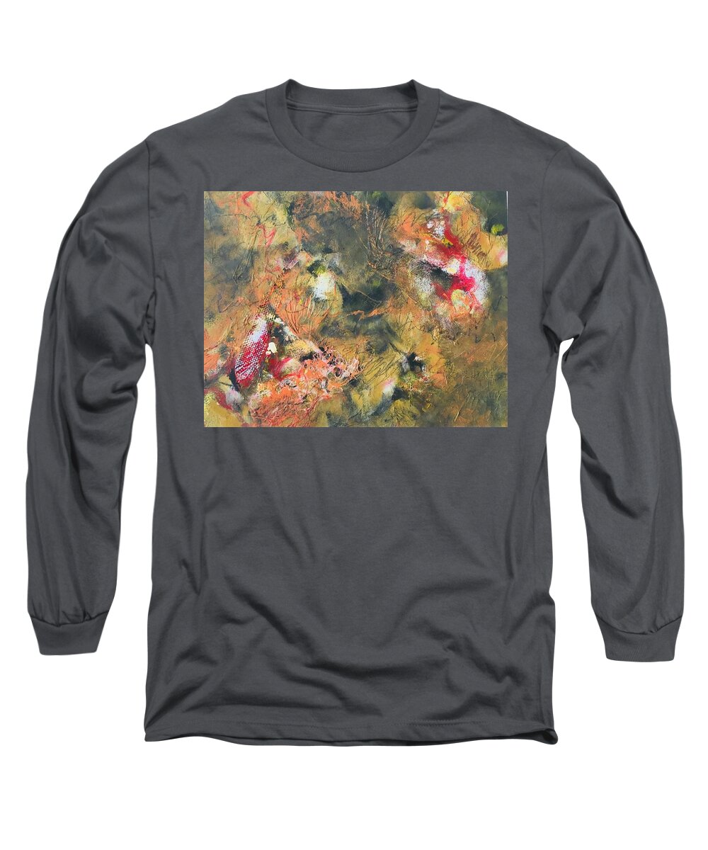 Collage Long Sleeve T-Shirt featuring the painting Orange is the New Black by Myra Evans
