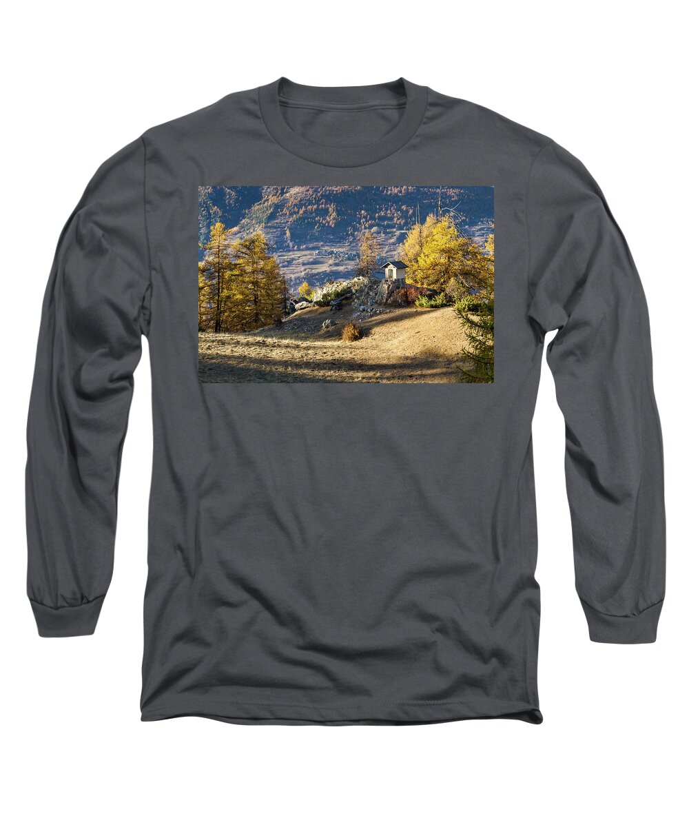 Oratory Long Sleeve T-Shirt featuring the photograph Oratory St Augustine - French Alps by Paul MAURICE