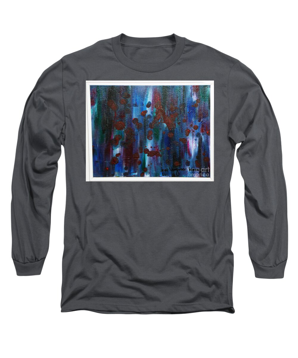 Acrylic Painting Long Sleeve T-Shirt featuring the painting Out Of The Blue by Yael VanGruber