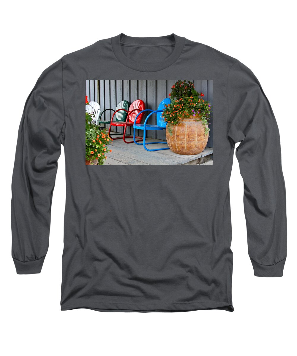 Chair Long Sleeve T-Shirt featuring the photograph Outdoor Living by Karon Melillo DeVega