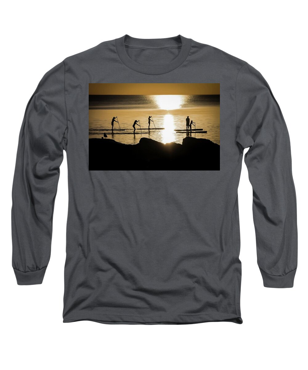 Water Long Sleeve T-Shirt featuring the photograph Paddle Gold by Terri Hart-Ellis