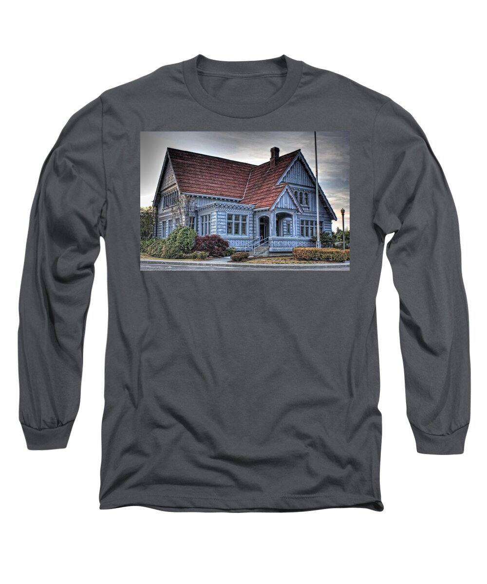 Hdr Long Sleeve T-Shirt featuring the photograph Painted Blue House by Brad Granger