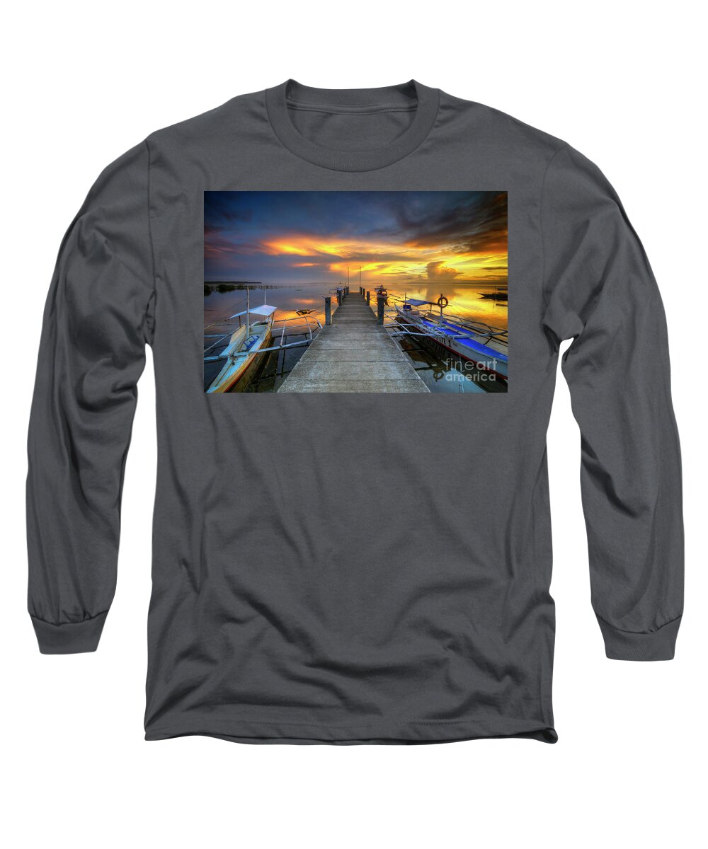 Yhun Suarez Long Sleeve T-Shirt featuring the photograph Panglao Port Sunset 8.0 by Yhun Suarez