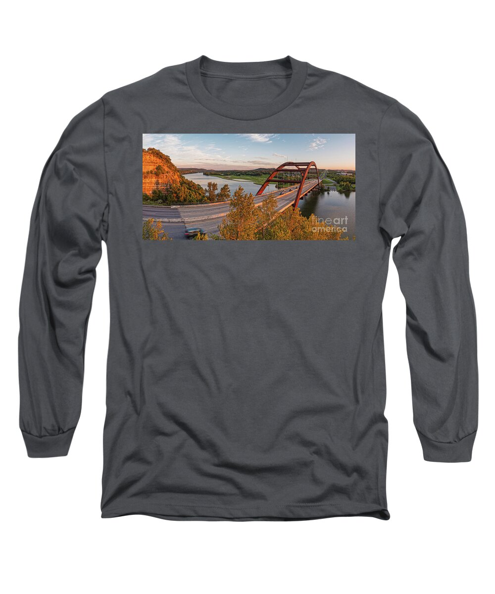 Percy Long Sleeve T-Shirt featuring the photograph Panorama of Lake Austin and Texas Hill Country from Highway 360 Overlook - Austin Texas by Silvio Ligutti