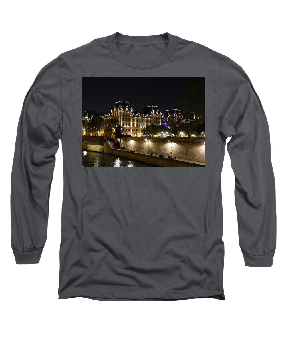 Paris Police Headquarters Long Sleeve T-Shirt featuring the photograph Paris Police Headquarters by Andrew Fare