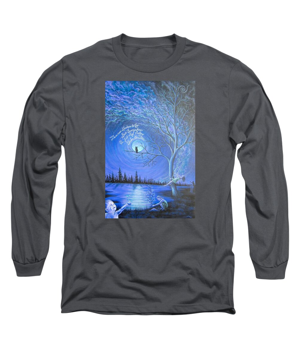 Moon Long Sleeve T-Shirt featuring the painting Parker's Dream by Jim Figora