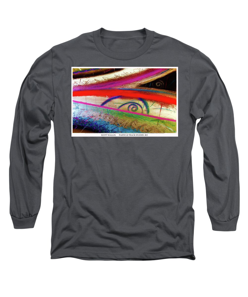 A Bright Long Sleeve T-Shirt featuring the painting Particle Track Study Thirteen by Scott Wallin
