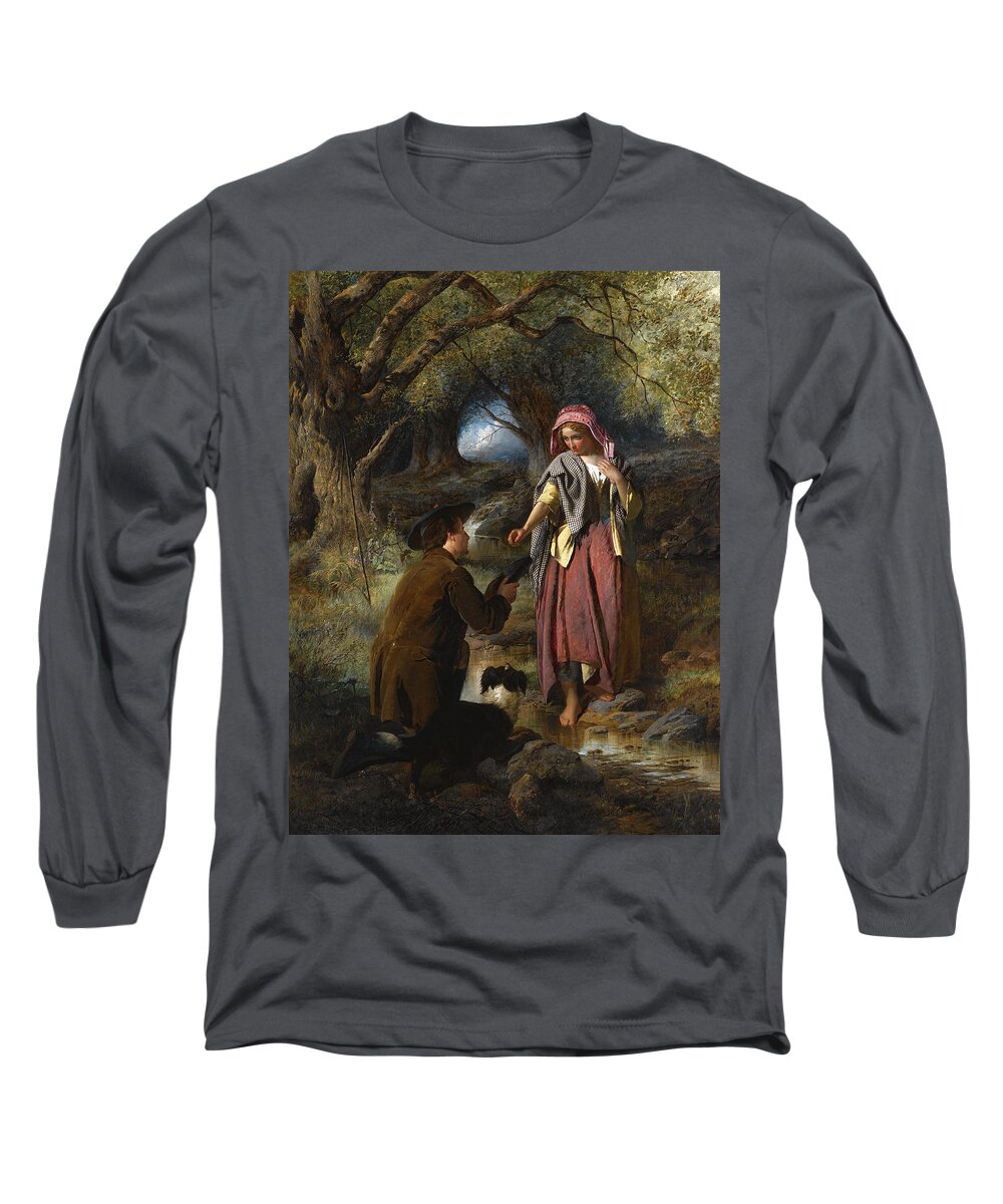 William Henry Midwood Long Sleeve T-Shirt featuring the painting Parting of Burns and his Highland Mary by William Henry Midwood