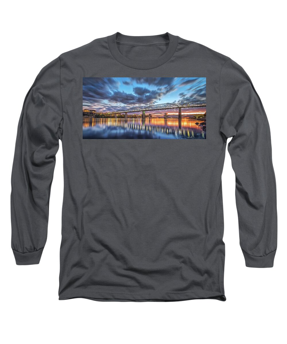 Chattanooga Long Sleeve T-Shirt featuring the photograph Passing Clouds Above Chattanooga Pano by Steven Llorca