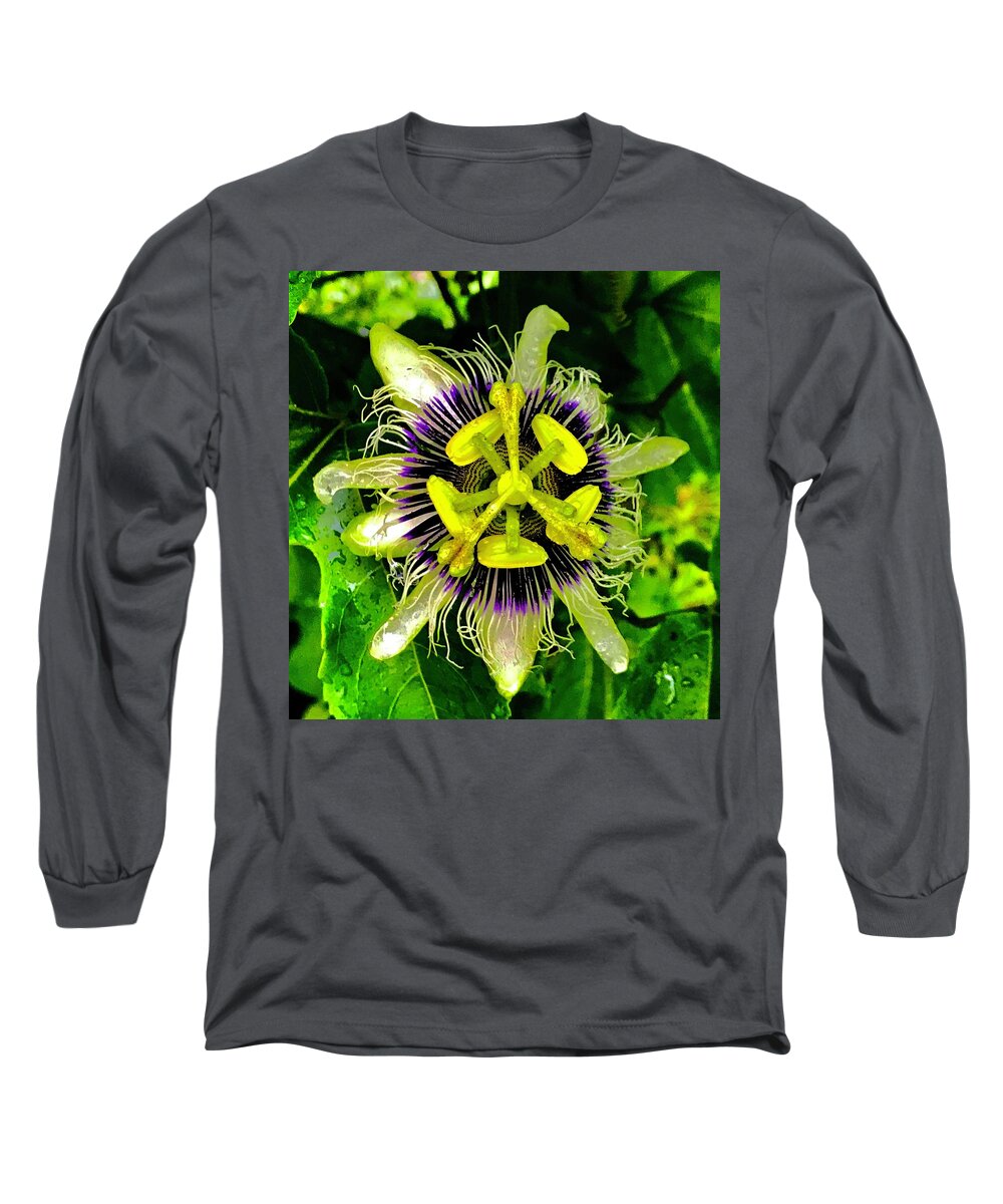 #passionflower #flowersofaloha #flowers #aloha Long Sleeve T-Shirt featuring the photograph Passion Flower Aloha by Joalene Young
