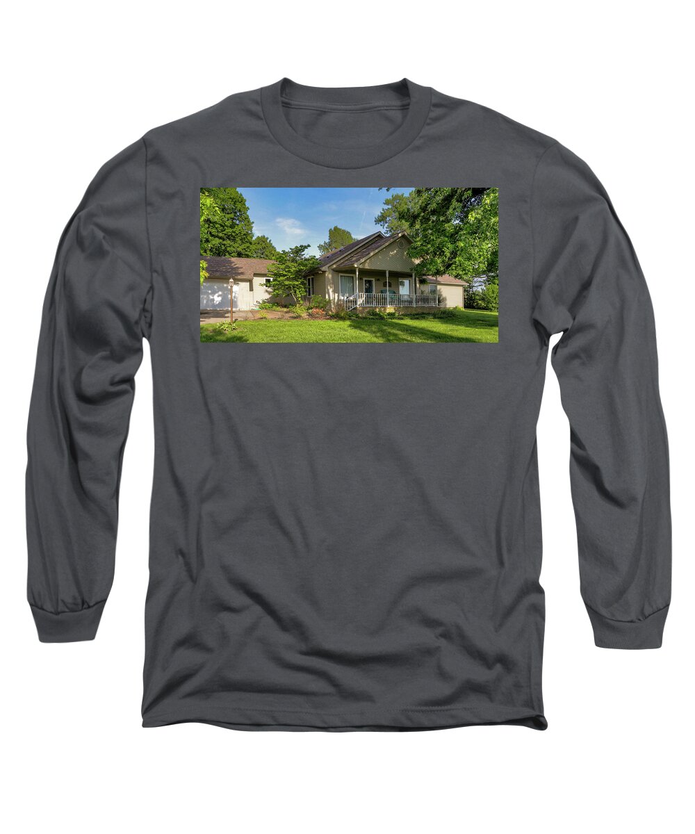 Real Estate Photography Long Sleeve T-Shirt featuring the photograph Peaceful rural home. by Jeff Kurtz