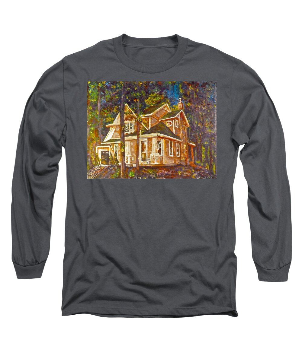 Architecture Long Sleeve T-Shirt featuring the painting Peaceful Sanctuary by Claire Bull