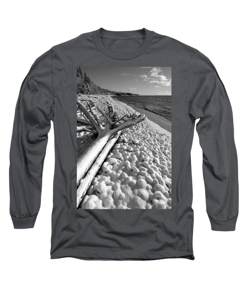 Lake Superior Long Sleeve T-Shirt featuring the photograph Pebble Beach Winter by Doug Gibbons