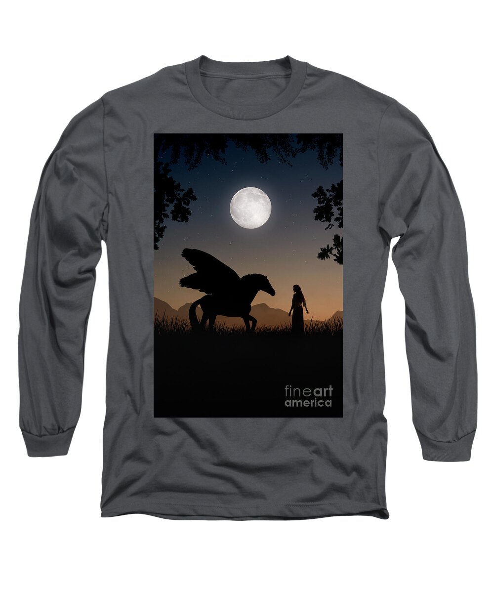 Clayton Long Sleeve T-Shirt featuring the digital art Pegasus by Clayton Bastiani
