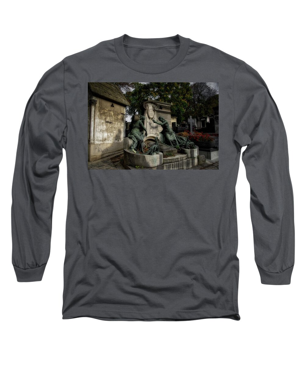 Cemetery Long Sleeve T-Shirt featuring the photograph Pere Lachaise tomb by Ingrid Dendievel