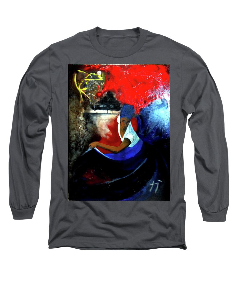 African Art For Sale Long Sleeve T-Shirt featuring the painting Performance by Carlos Paredes Grogan